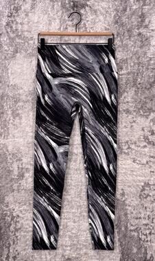 K-Deer Leggings Large Womens Brush Stroke High Rise Cropped Activewear